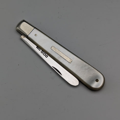 1914年 英国アンティーク 白蝶貝ハンドル 純銀ブレード ペンナイフ Henry Williamson